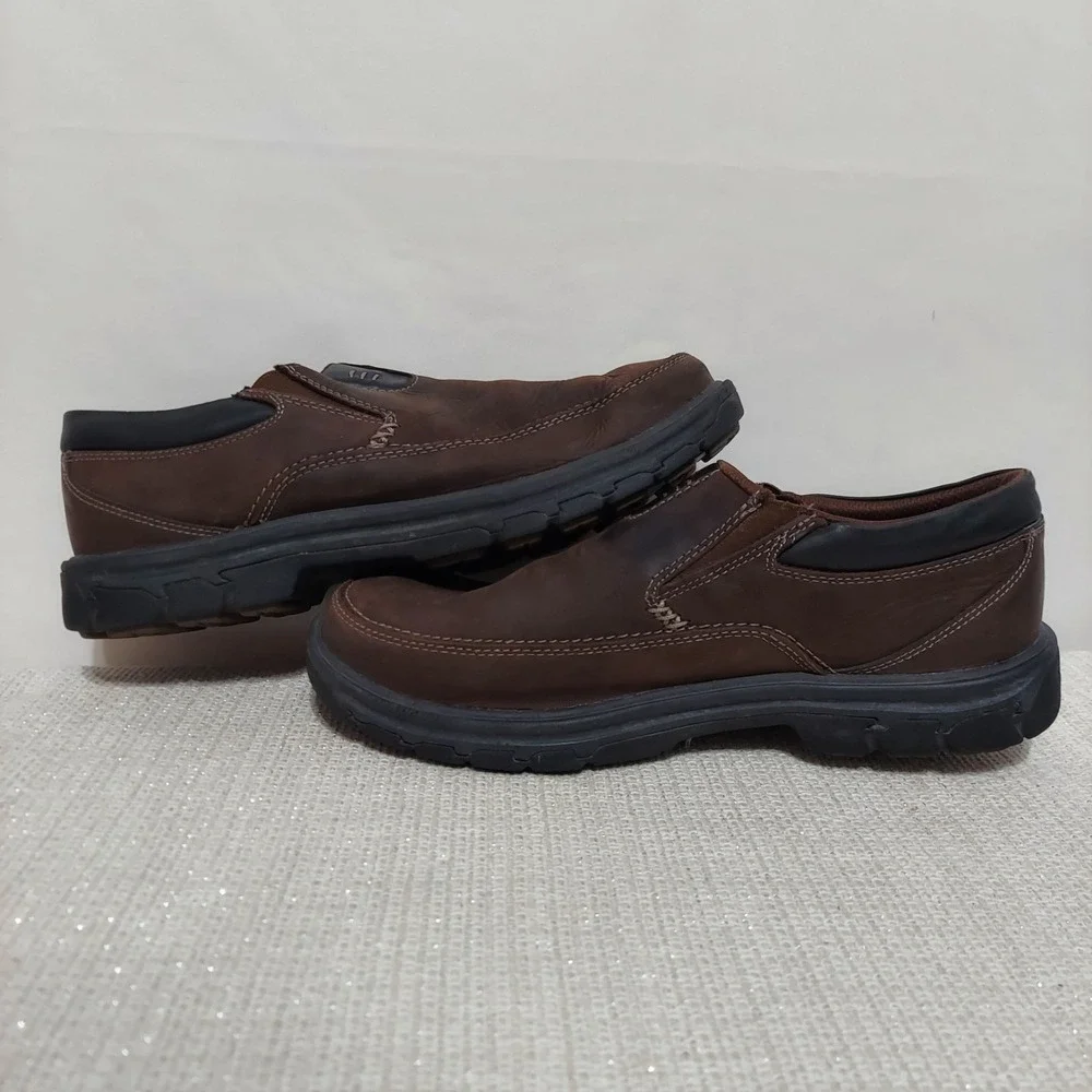 Skechers Segment The Search Brown Leather Slip-On Comfort Shoes Men's Size 8.5